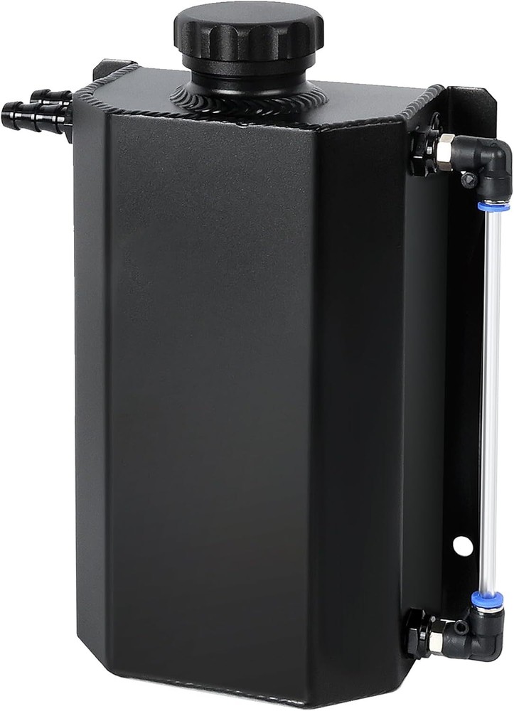 Universal 2L Aluminum Coolant Radiator Overflow Reservoir Expansion Tank Black