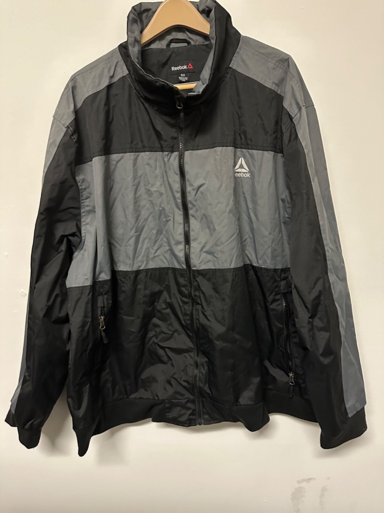 Reebok Winter Track Jacket Men Size 5XL Black&Gray Zip Up with Pockets