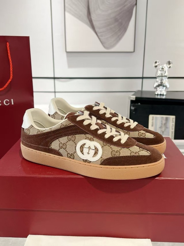 Gucci Lido ' brown ' Suede Low-Top Fashion Casual Men's