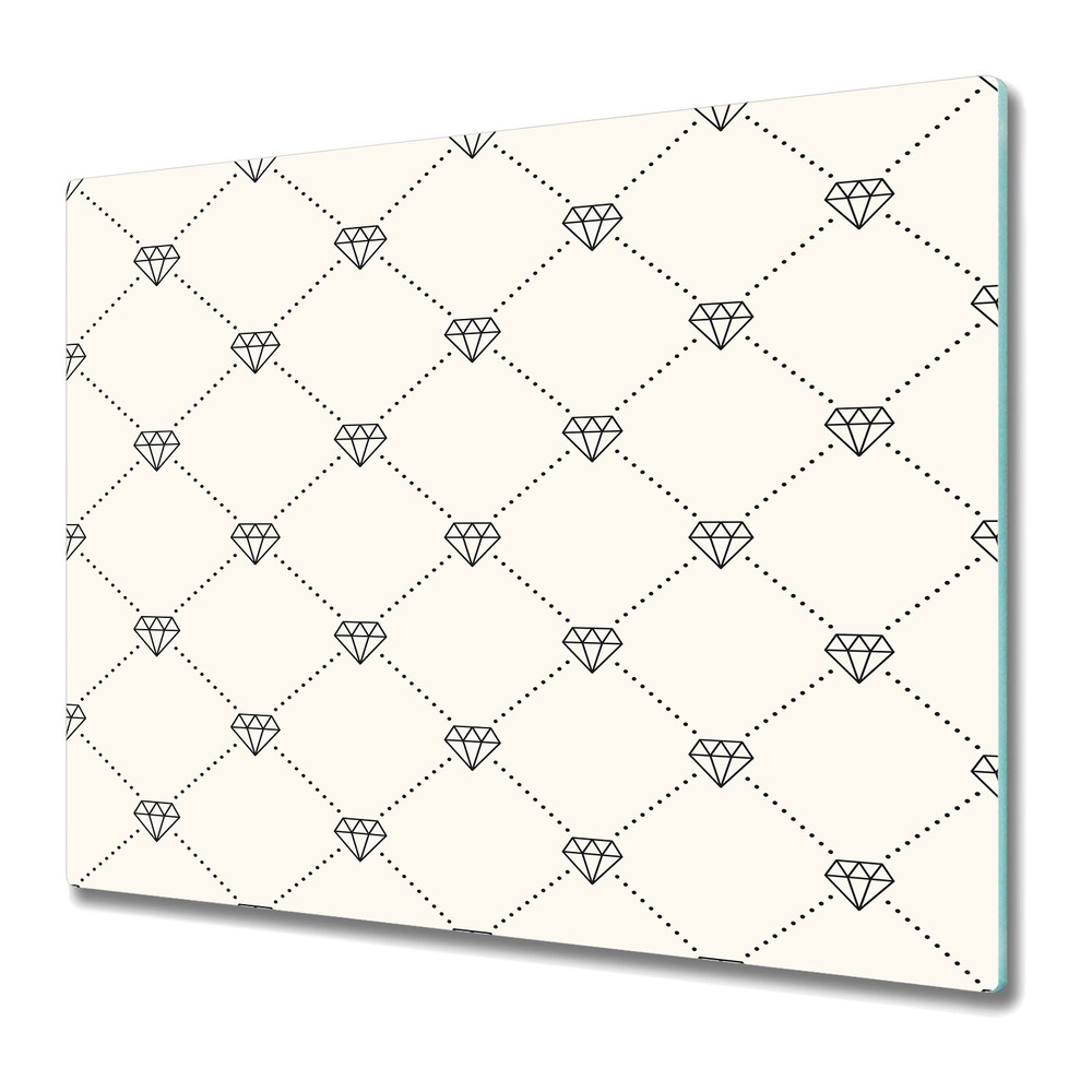 Glass Chopping Cutting Board Retro diamonds grey and white art 60x52