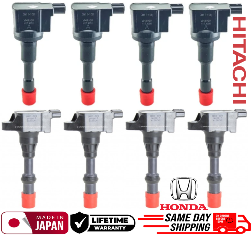 OEM HITACHI FRONT/REAR Ignition Coils For 2003-2011 Honda Civic 1.3L I4, GENUINE