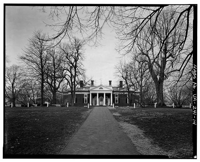 14. East facade, from across grounds - Monticello, State Route 53 vicinity,