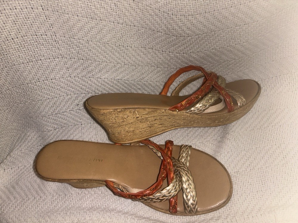 Women’s Marzia Vellutini size 7 Sandal Wedge Made In Italy Strappy Colorful
