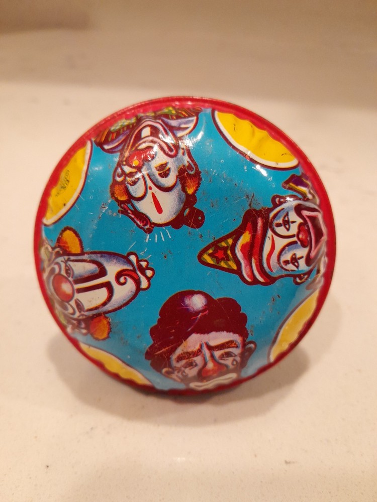Vintage US Metal Toy Mfg Co, Clown Party Bell Noisemaker New Years Made In USA