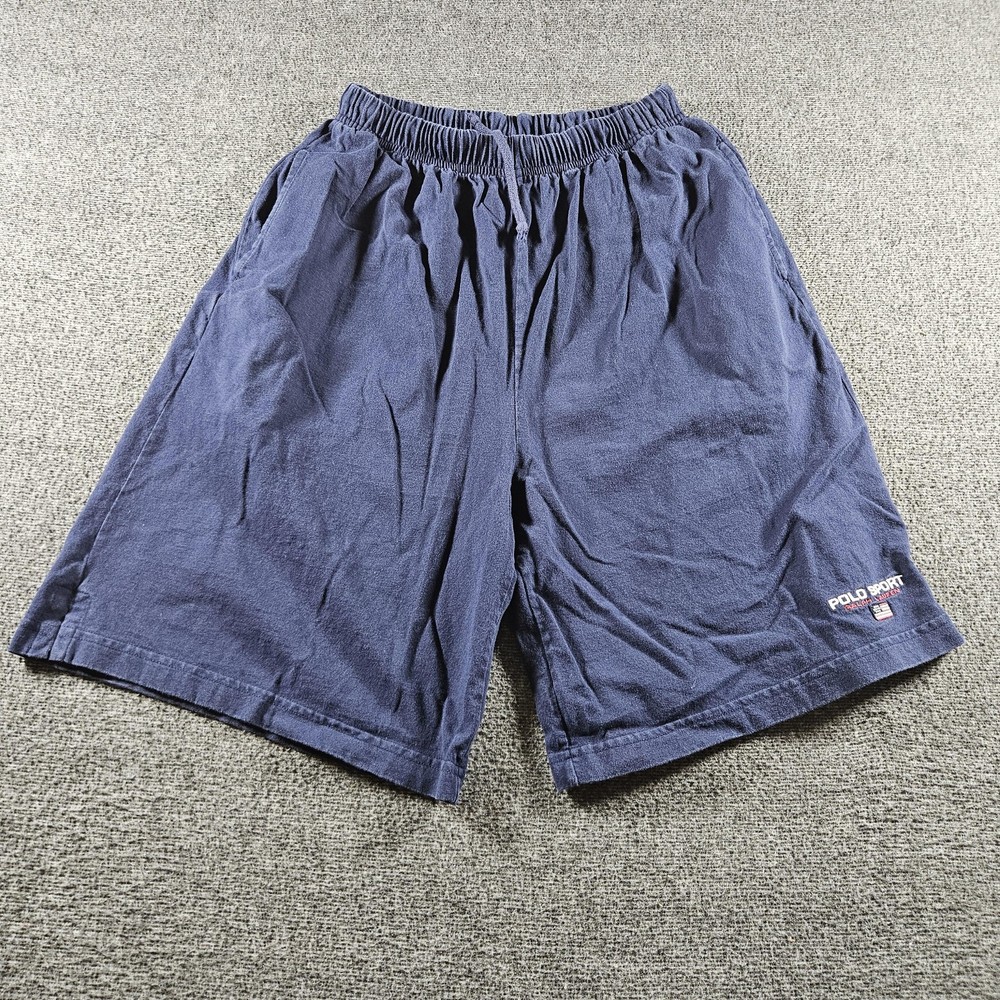 Polo Sport Ralph Lauren Shorts Mens Medium Blue Jersey Athletic Gym 90s