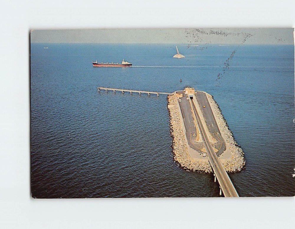 Postcard Aerial View Chesapeake Bay Bridge Tunnel Virginia