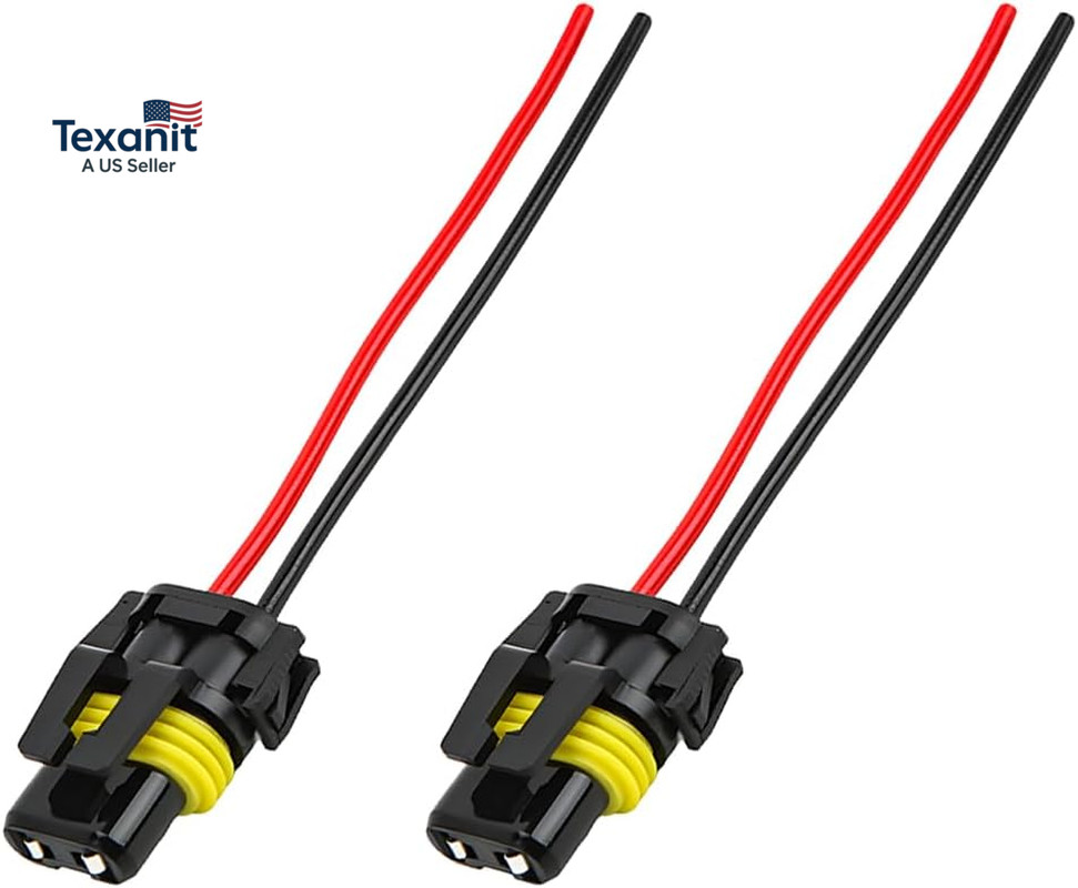 2 PCS Wiring Harness Headlight Socket, 9005 9006 HB3 HB4 Female Adapter Wiring H