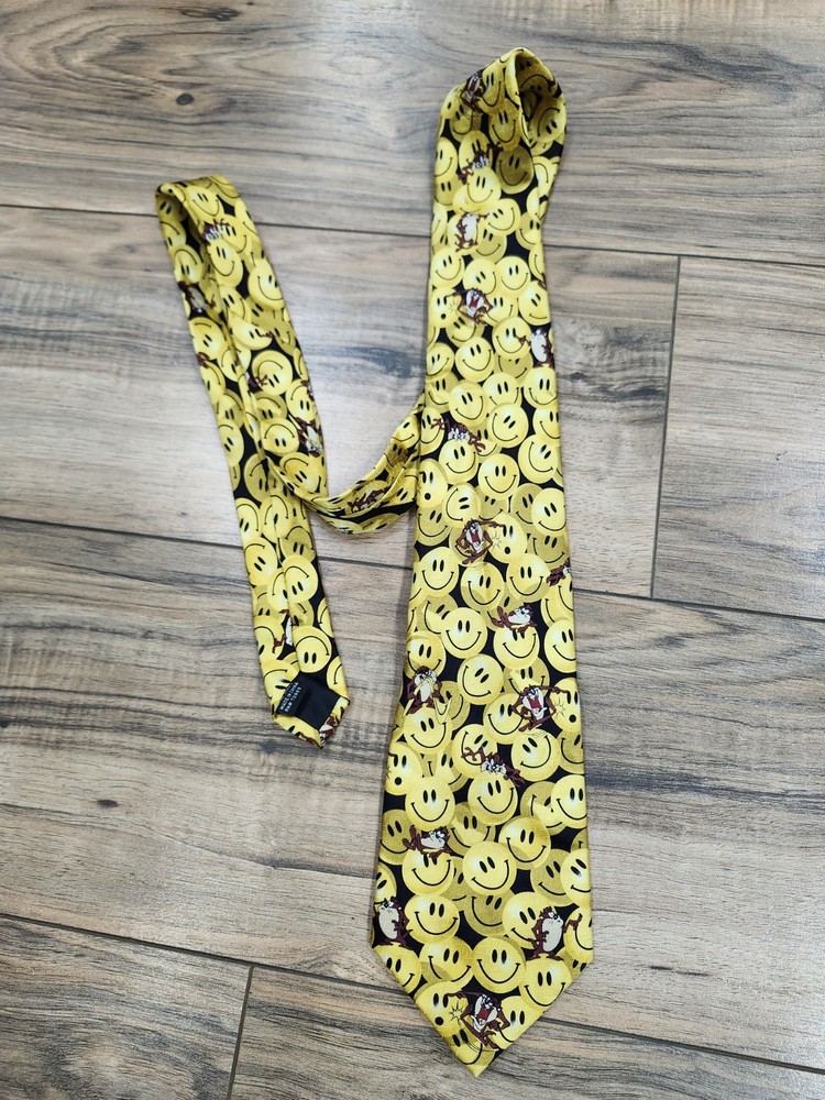 Looney Tunes Taz Tasmanian Devil Smiley Face Men's Necktie 2002 Warner Bros Tie