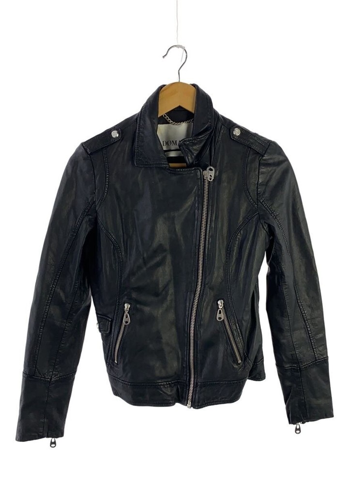 Doma Double Riders Jacket/S/Sheep Leather/Blk/Plain/Tag Stain/Lamb Leather 11901