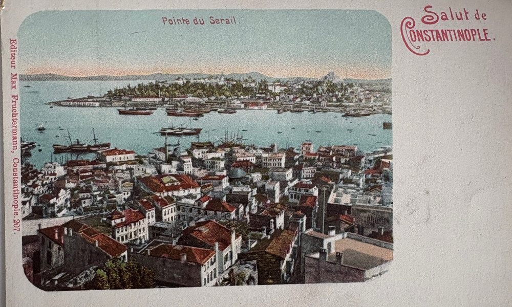 Ottoman Salut de Constantinople Turkey Pointe du Serai Max Fruchtermann Litho