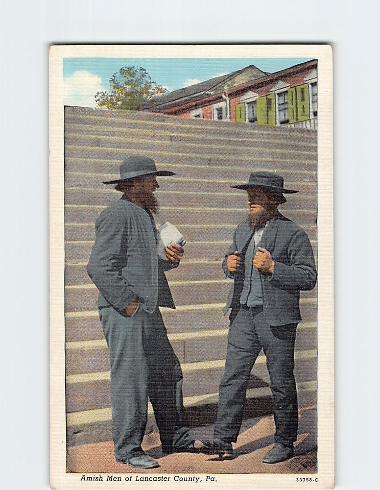 Postcard Amish Men of Lancaster County Pennsylvania USA