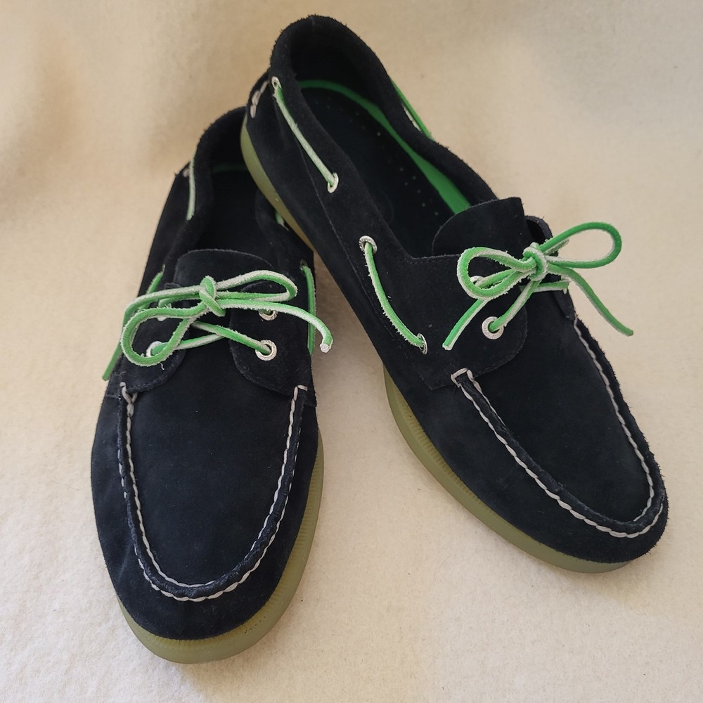 Sperry Top-Sider Men's Size 12 Blue Suede Loafers Tie Green Soles