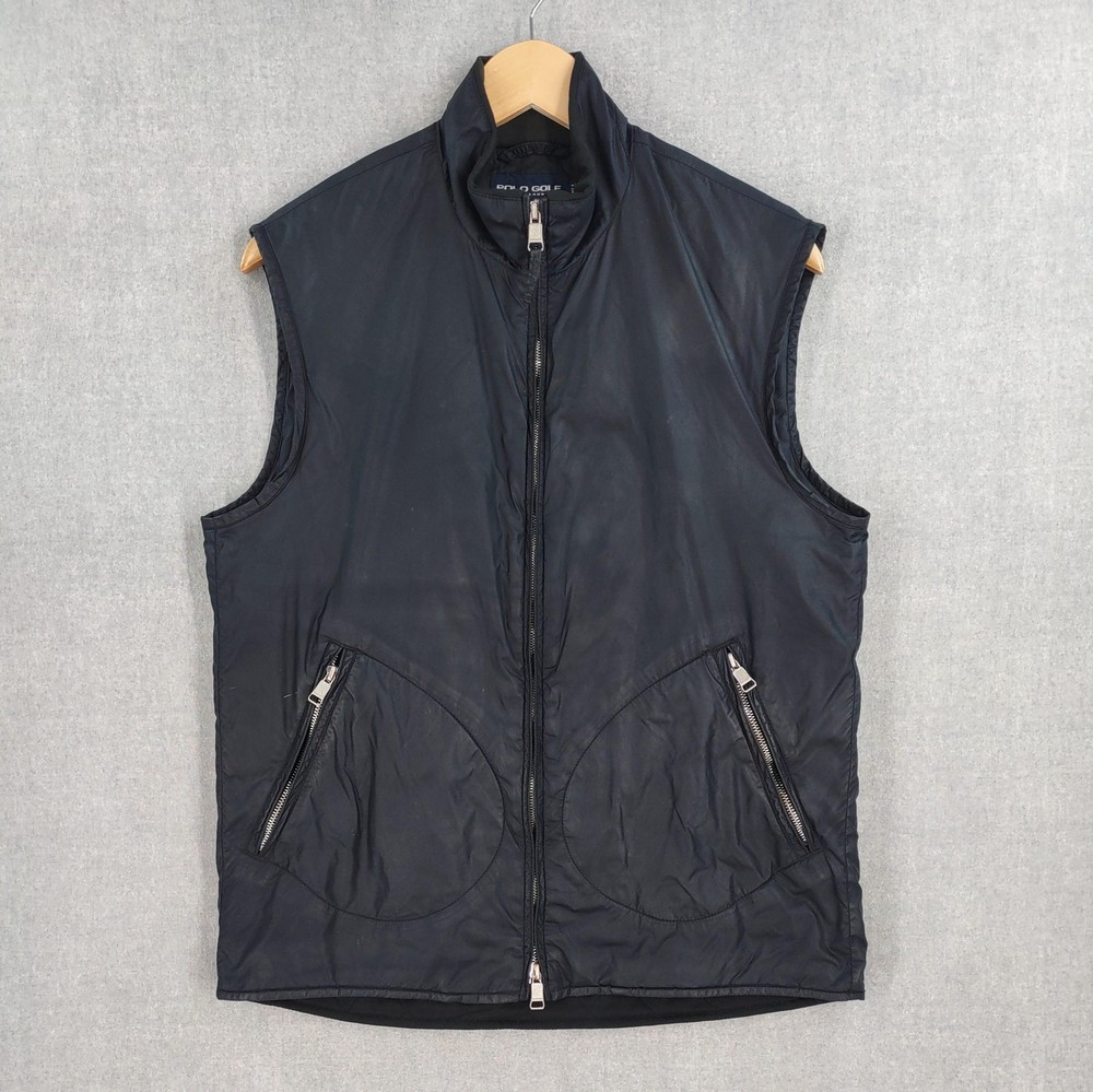 Polo Golf Ralph Lauren Vest Mens Small Black Quilted Full Zip Mock Neck Nylon