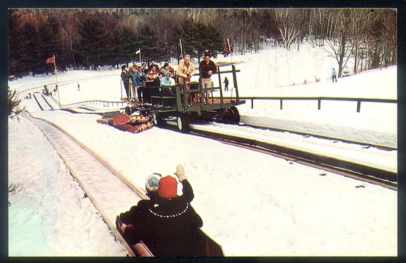 Vintage EASTOVER RECREATIONAL RESORT Postcard - Tobogganing - Lenox, MA