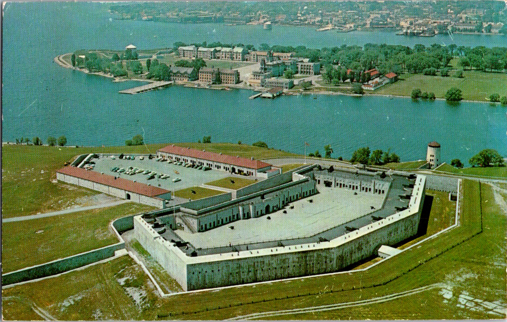 Vintage Postcard Fort Henry Kingston Ontario Canada Aerial View Of Harbour
