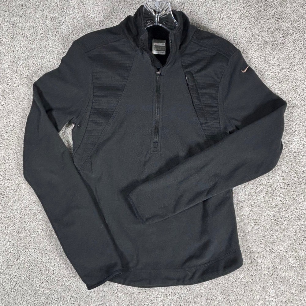 Nike Fit Therma Black Fleece Pullover Long Sleeve Athletic Jacket Womens Size S