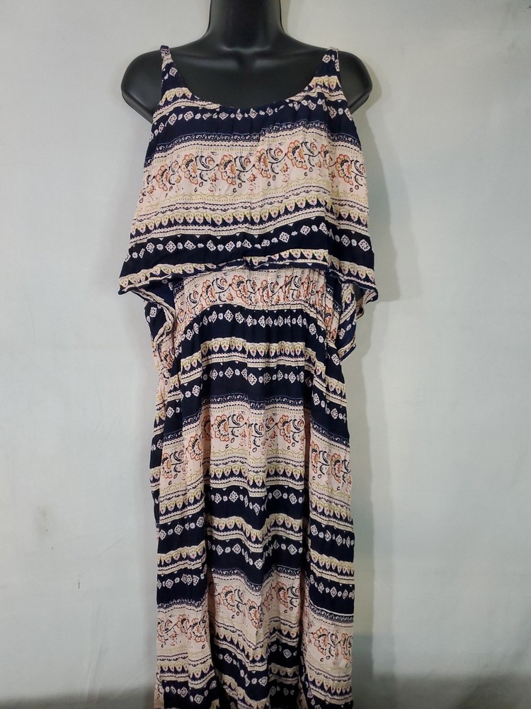 Cw Classics Women's Size 2X Floral Adjustable Strap Dress Elastic Waist