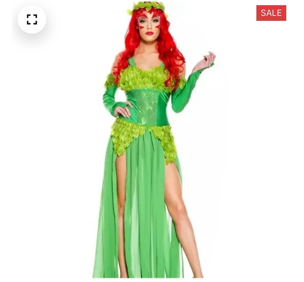 Green Women’s Size S/M, Medieval, Poison Ivy     4-Piece Halloween Costume. New