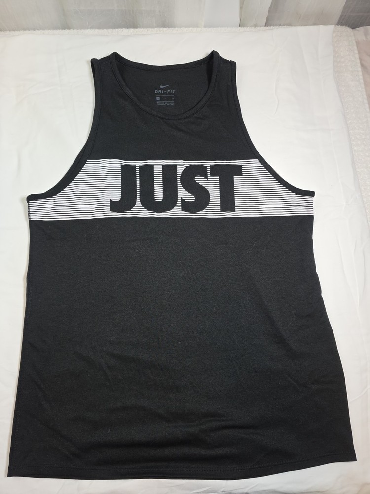 Nike Women's Small Just Do It Dri-Fit Tank Top Black/White  Athletic Striped