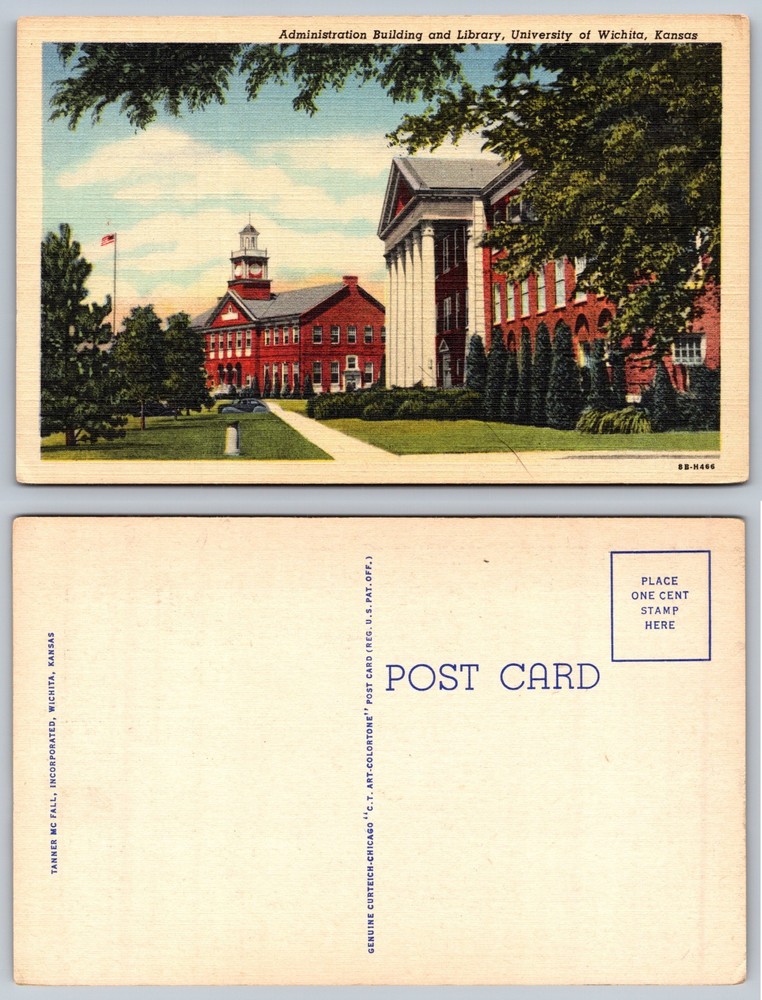 Administration Building Library University Of Wichita Kansas Postcard