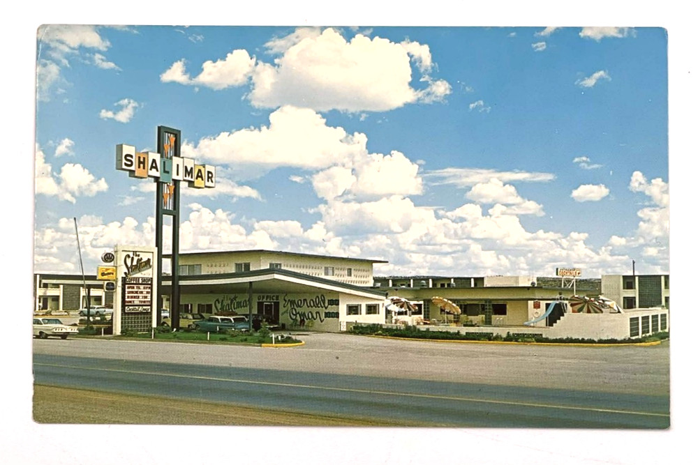 Route 66 Roadside Postcard Shalimar Inn Motel, Gallup, New Mexico