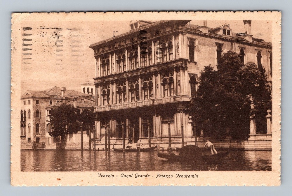Italy- Venice Grand Canal Vendramin Palace Postal Old PC Vintage c1924 Postcard