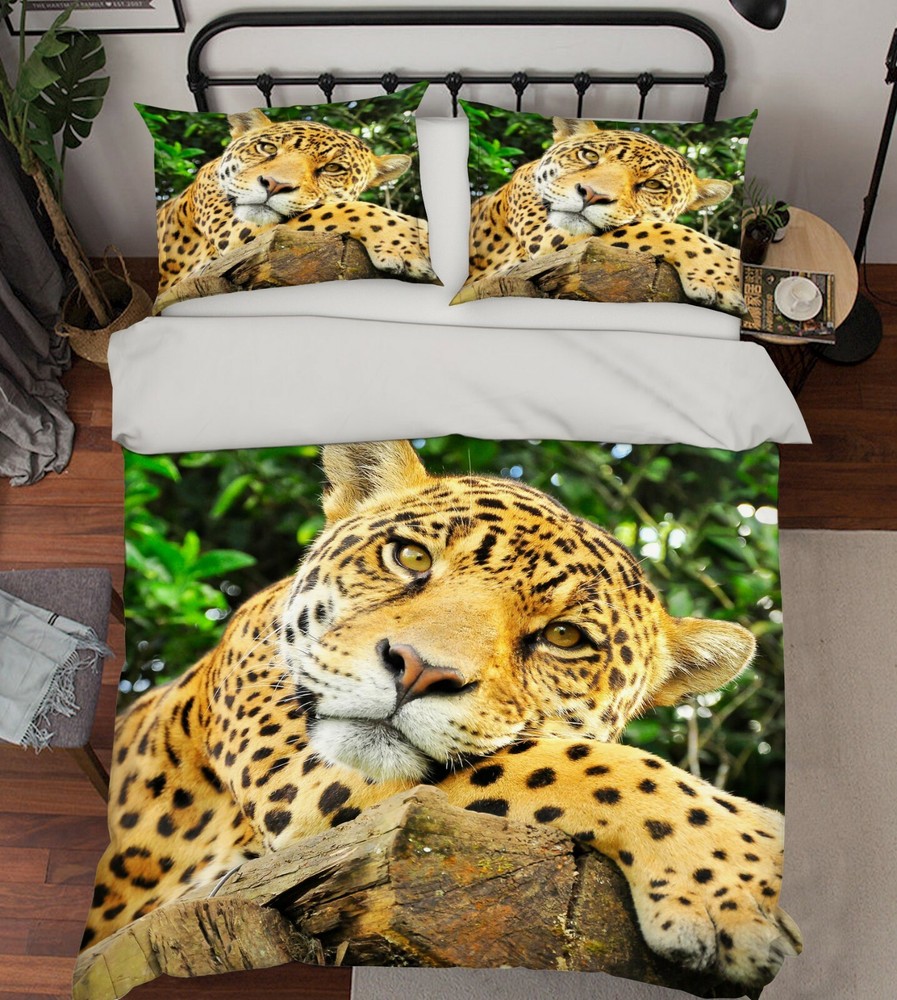 3D Leopard Wood ZHUA132 Bed Pillowcases Quilt Duvet Cover Set Queen King Zoe