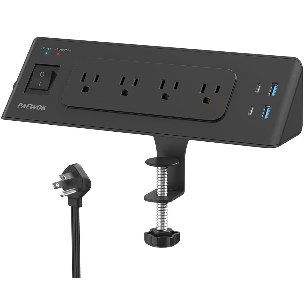 Desk Clamp Power Strip with USB C, Desk Charging Station with 4 Outlets 4 USB...
