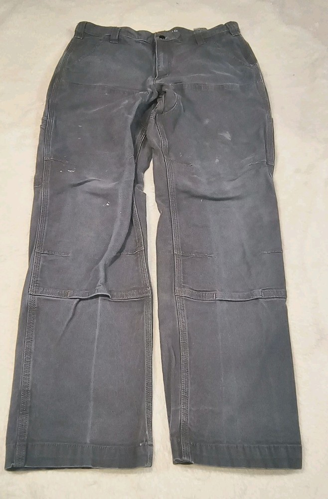 Carhartt Men's 34x30 Relaxed Fit Rugged Flex Rigby Double Front Work Pants Gray