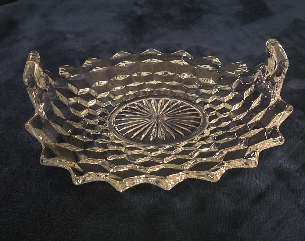 Vintage Fostoria American Glass Folded Plate Platter 10