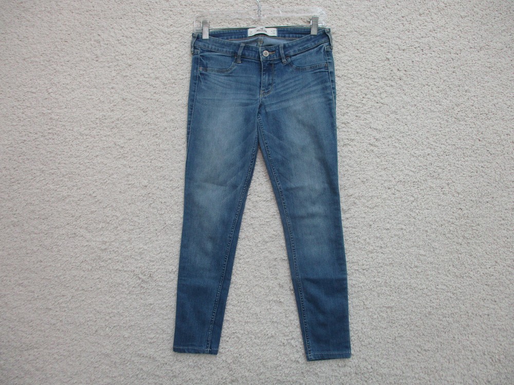 Hollister Jeans 5R Womens Juniors Size Blue Denim Skinny Dark Wash Mid Rise Logo