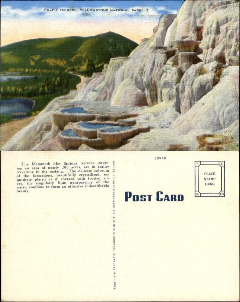 Mammoth Hot Springs Pulpit Terrace Yellowstone National Park WY c1910