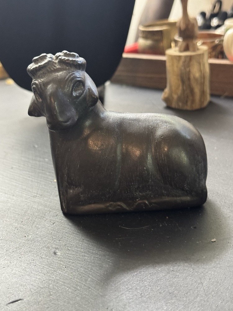 Ancient Greek Carved Black Stone Ram Figure