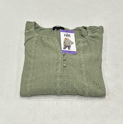 Frye Women's Textured Blouse, Sea Green, Size XS