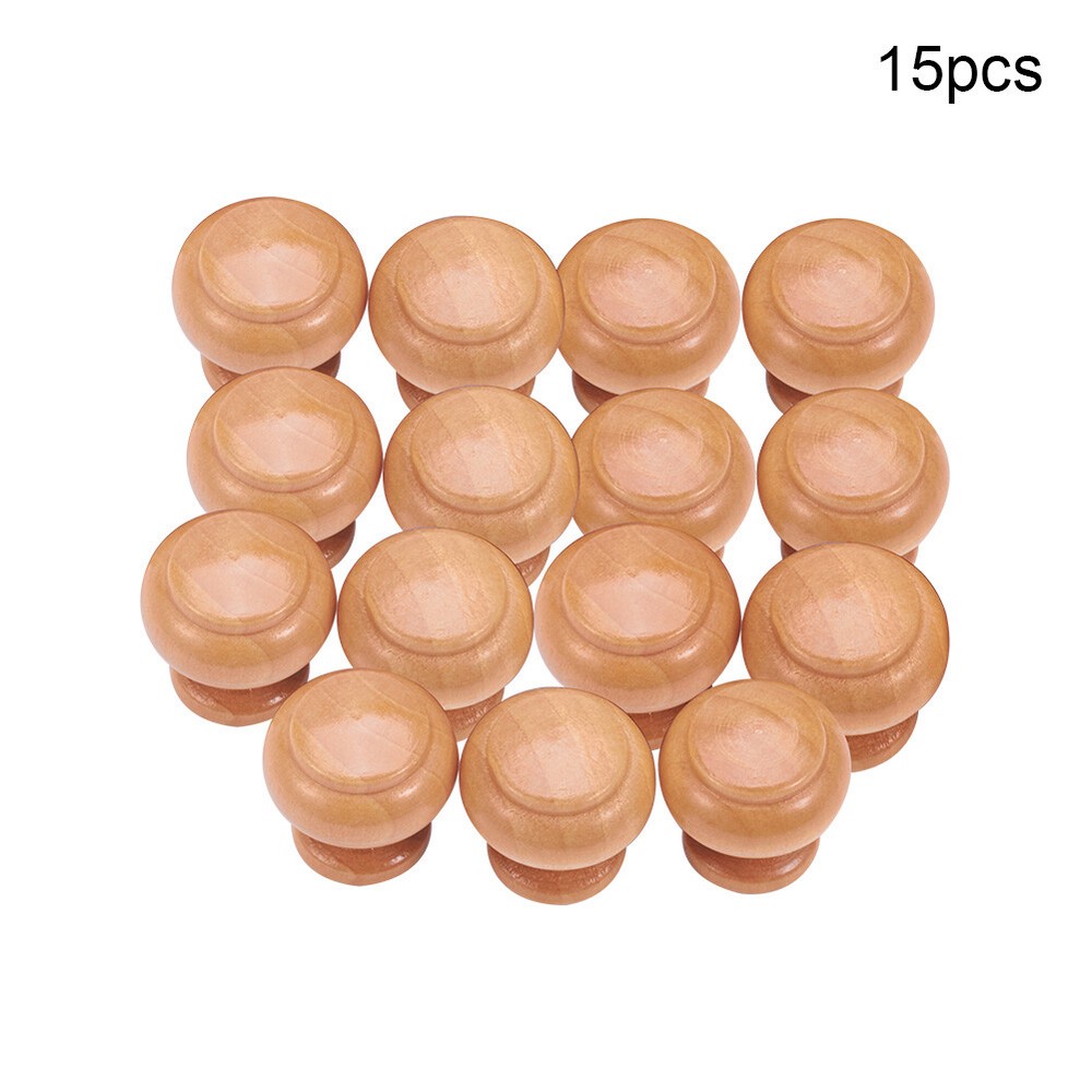 25mm Dia Round Wooden Pull Handle Cabinet Knob Drawer Wardrobe Door Furniture