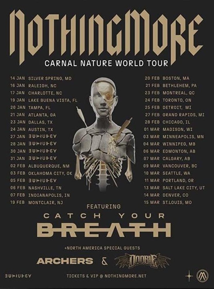 Nothing More Carnal Nature World Tour 2025 Dates Jan-Mar North America