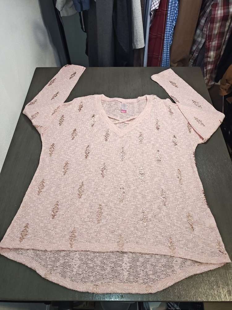 No Boundaries Woman's Top,Long Sleeve,Light Pink, Size XL