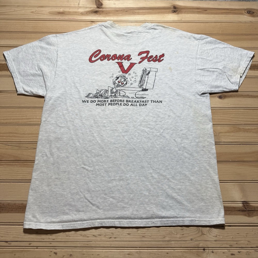 Vintage 90s Cancun Corona Fest Drunk Funny Alochol Party Cartoon Shirt Size XL
