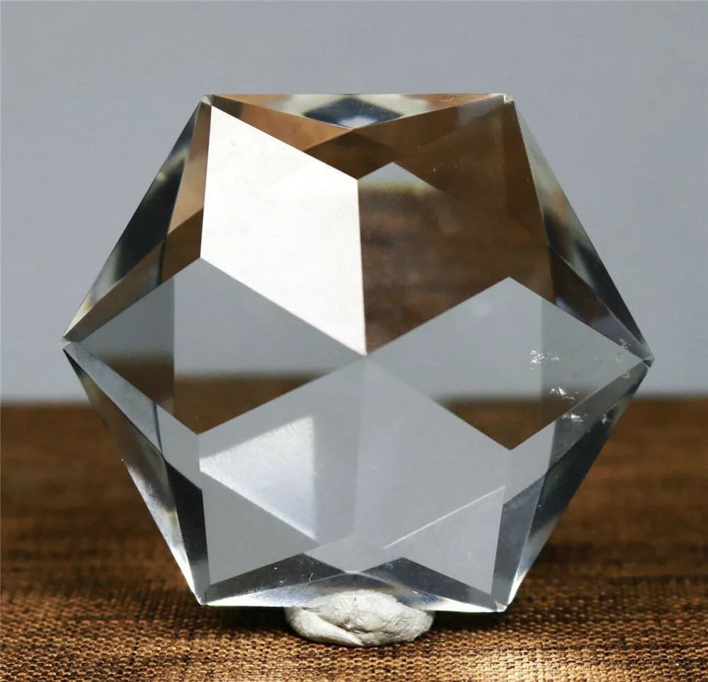 Natural Clear Quartz 3D Hexagon Star of David Pyramid Pendant