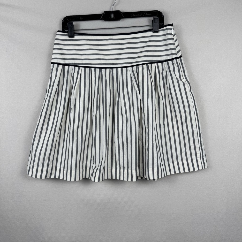 Ann Taylor Womens Sz 10 Striped Skirt Lined Side Zip Casual Full Pleated