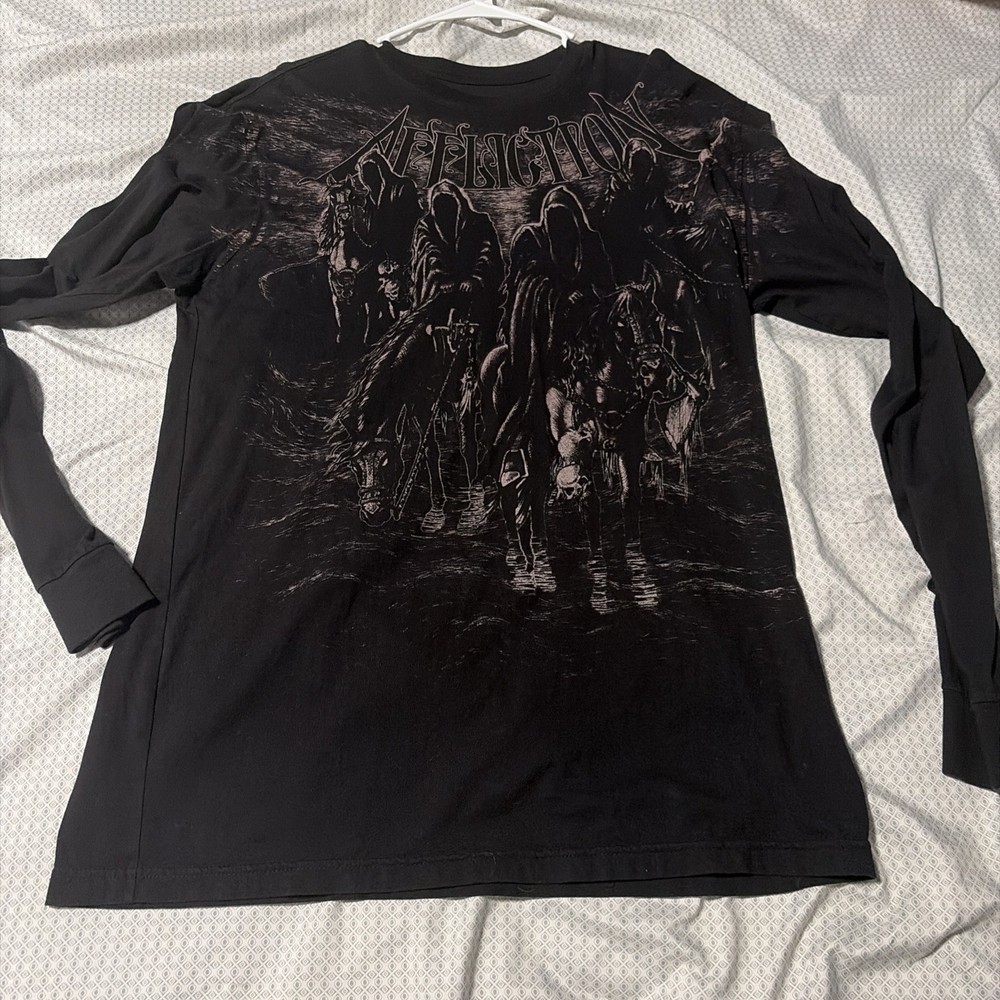 NWOT Affliction Long Sleeve Black & White/Gray T-Shirt - Men's XL - NICE!