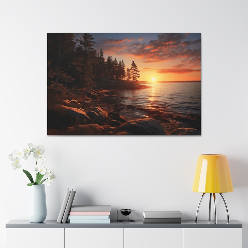 Acadia National Park 5 Sunset Maine Canvas Gallery Wrap Waves Tide Coastal Art-image