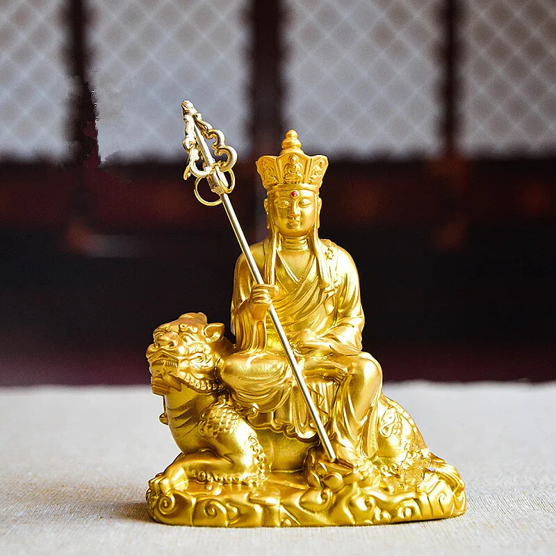 11cm Retro Gold Resin Imitation Copper Craft Ksitigarbha Buddha Statue Tibetan