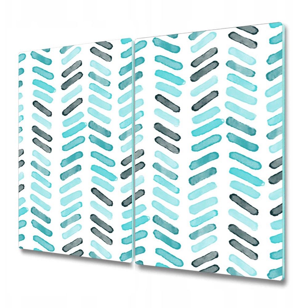 Glass Induction Ceramic Hob Cover Watercolour herringbone Home 2x30x52