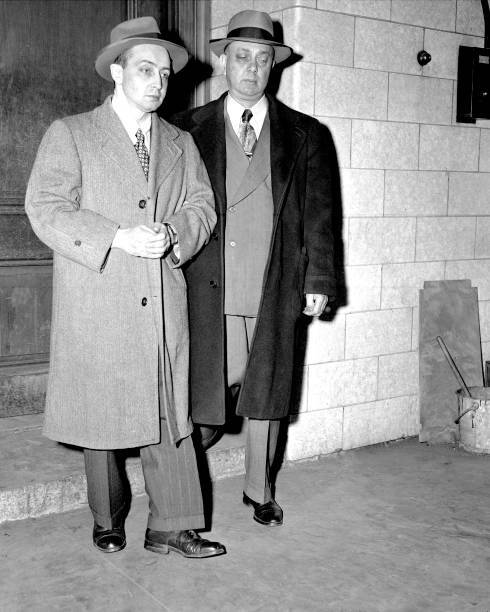Harry Gold arrives at Federal Court for spy trial with U S Marshal .. Old Photo