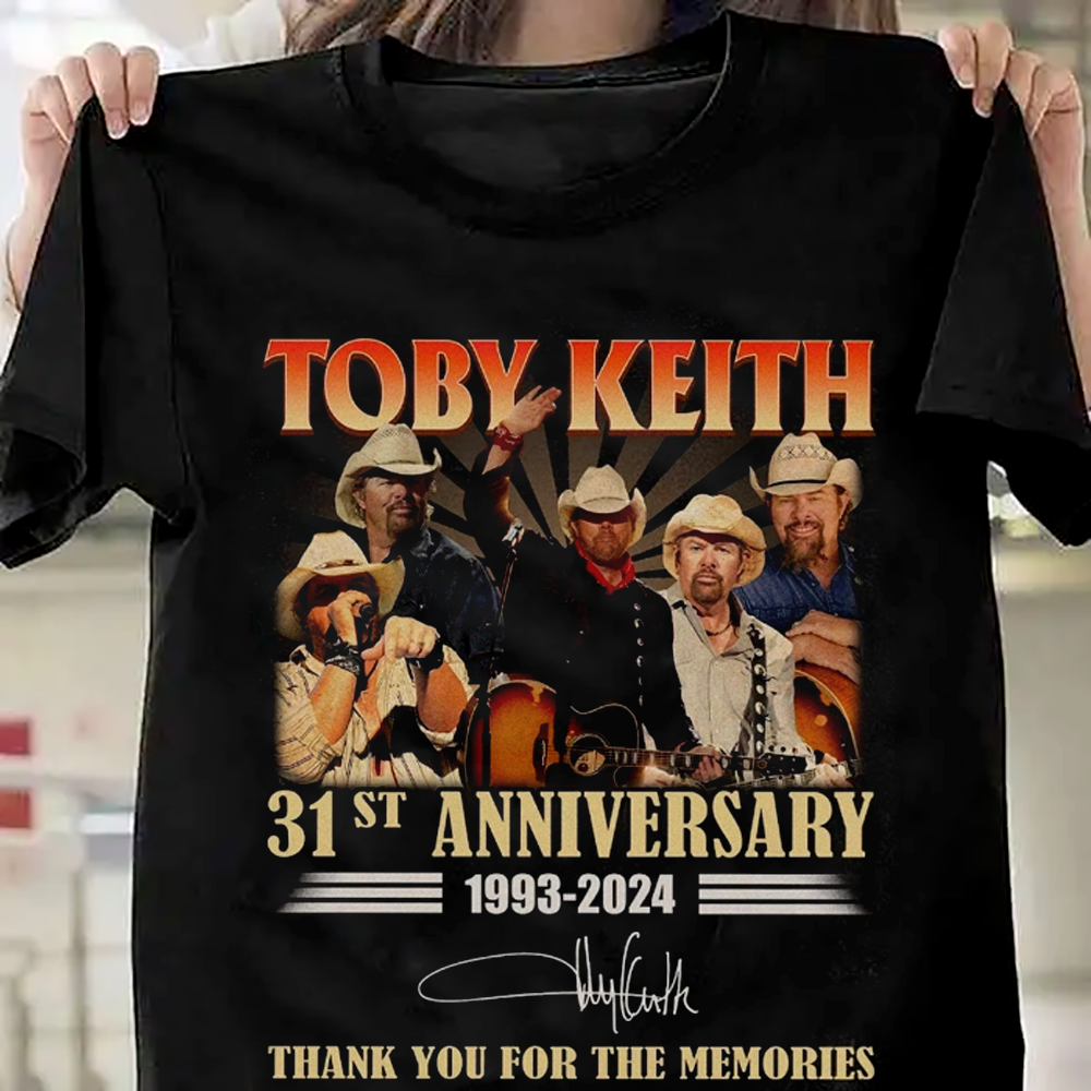 Toby Keith 1993 - 2024 Heavy Cotton Black Full Size Unisex Shirt MC719