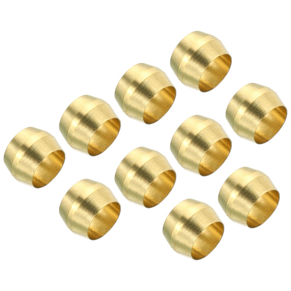 50pcs 1/4 Inch Tube OD Brass Compression Sleeves Ferrules Brass Ferrule Fitting