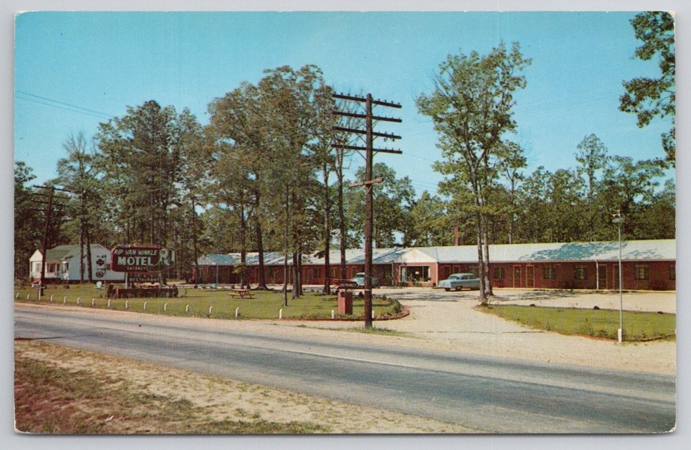 Rip Van Winkle Motel Sanford NC Postcard 1950s Dexter Press Vintage Roadside