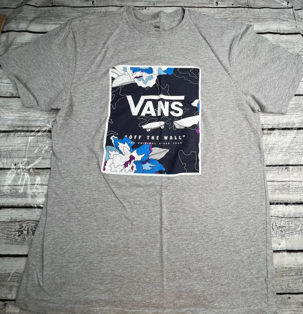Vans Gray Off The Wall T-shirt Large Slim Fit Skate Skateboard SEE PHOTOS