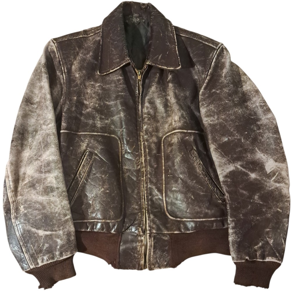 Vintage 1950s Conmatic Zipper Real Leather Motorcycle Jacket Biker Coat Rare S